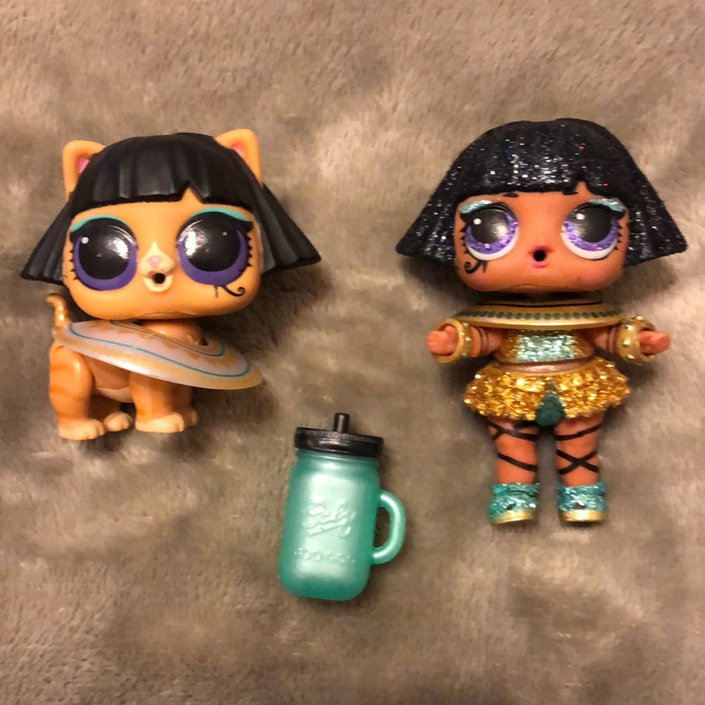 LOL Surprise lot OF 2: Ancient Meow L.O.L. Pet, Pharaoh Babe Sparkle doll